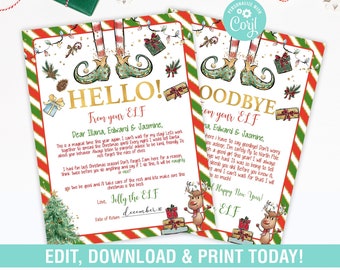 Elf Arrival Letter, Good Bye Letter EDITABLE,christmas Hello from your Elf Goodbye Letter Instant Download