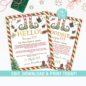 Carta de llegada de elfo, carta de despedida EDITABLE, saludos navideños de tu elfo, carta de despedida Descarga instantánea