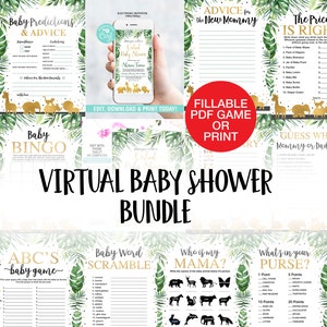 Virtual Safari Baby Shower Bundle, Virtual Baby Shower Invitation and Electronic Invitation EDITABLE, Virtual Baby Shower Games, Digital