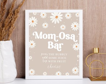 Daisy Momosa Bar Sign, Boho Rainbow Sign, Daisy Mom-osa Bar Sign, Baby Shower Sign, Daisy Baby Shower Sign Printable