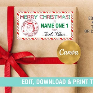 Santa Gift Tags EDITABLE  Christmas Gift Tag, North Pole Express Delivery Tag, Tag Editable Corjl, Printable