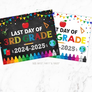 Last Day of Third Grade Sign, Last day of School Sign 2025, 3rd Grade Chalkboard Sign, Last Day of School Printable Photo Prop, Digital