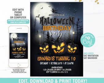 Halloween Birthday Invitation EDITABLE, Ghost Invitations, Costume Party,Spooktacular, Halloween Theme, Instant Download