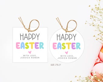 Etiquetas de regalo de conejito de Pascua editables, etiquetas de feliz Pascua, etiquetas de regalo de primavera, etiquetas de feliz Pascua, etiquetas de conejito de Pascua, etiquetas de Pascua, etiqueta de pastel de Pascua