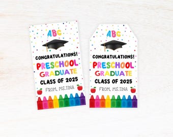 Vorschul-Abschluss-Tag bearbeitbar, Ende des Schuljahres-Tag, Herzlichen Glückwunsch Vorschul-Abschluss-Tags-Vorlage bedruckbar