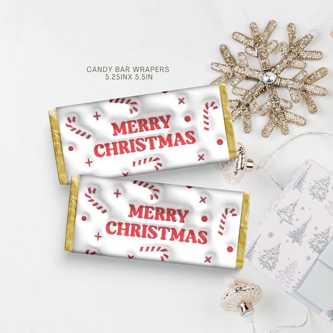 Christmas Candy Bar Wrapper Template, Christmas Chocolate Label ...