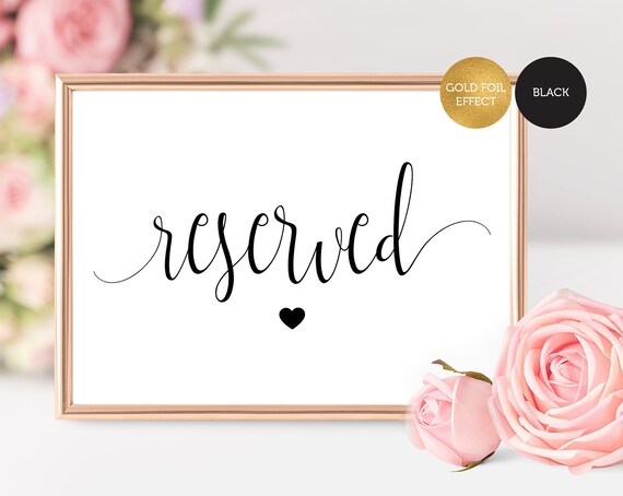 Reserved Sign Printable, Wedding Reserved Sign, Table Sign, Wedding ...