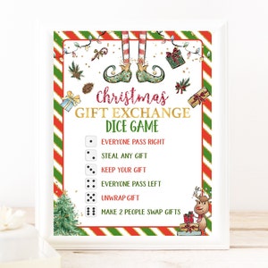 Christmas Dice Game Printable, Christmas Party Game, Christmas Gift exchange game Instant Download