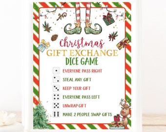 Christmas Dice Game Printable, Christmas Party Game, Christmas Gift exchange game Instant Download