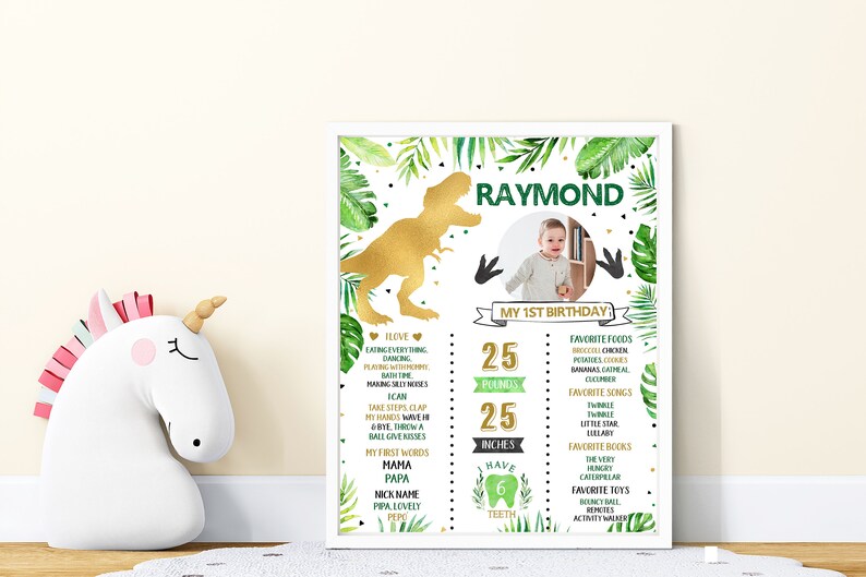 Dinosaur Milestone Sign, 1st Birthday Milestone Board, T-rex First ...