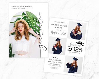 Graduation Invitation Template, Class of 2025 Senior Graduate Announcement Template Modern Minimalist Graduation Announcements Printable