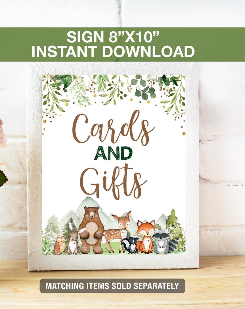 Please Sign Our Guestbook Woodland Sign,Forest Animal Guest Book Sign, Woodland Animal Baby Shower Sign, Instant Download image 3