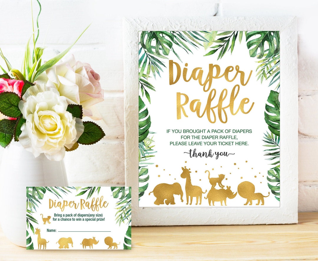 Safari Diaper Raffle Sign, Printable Baby Shower, Diaper Raffle Ticket ...