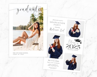 Graduation Invitation Template, Class of 2025 Senior Graduate Announcement Template Modern Minimalist Graduation Announcements Printable
