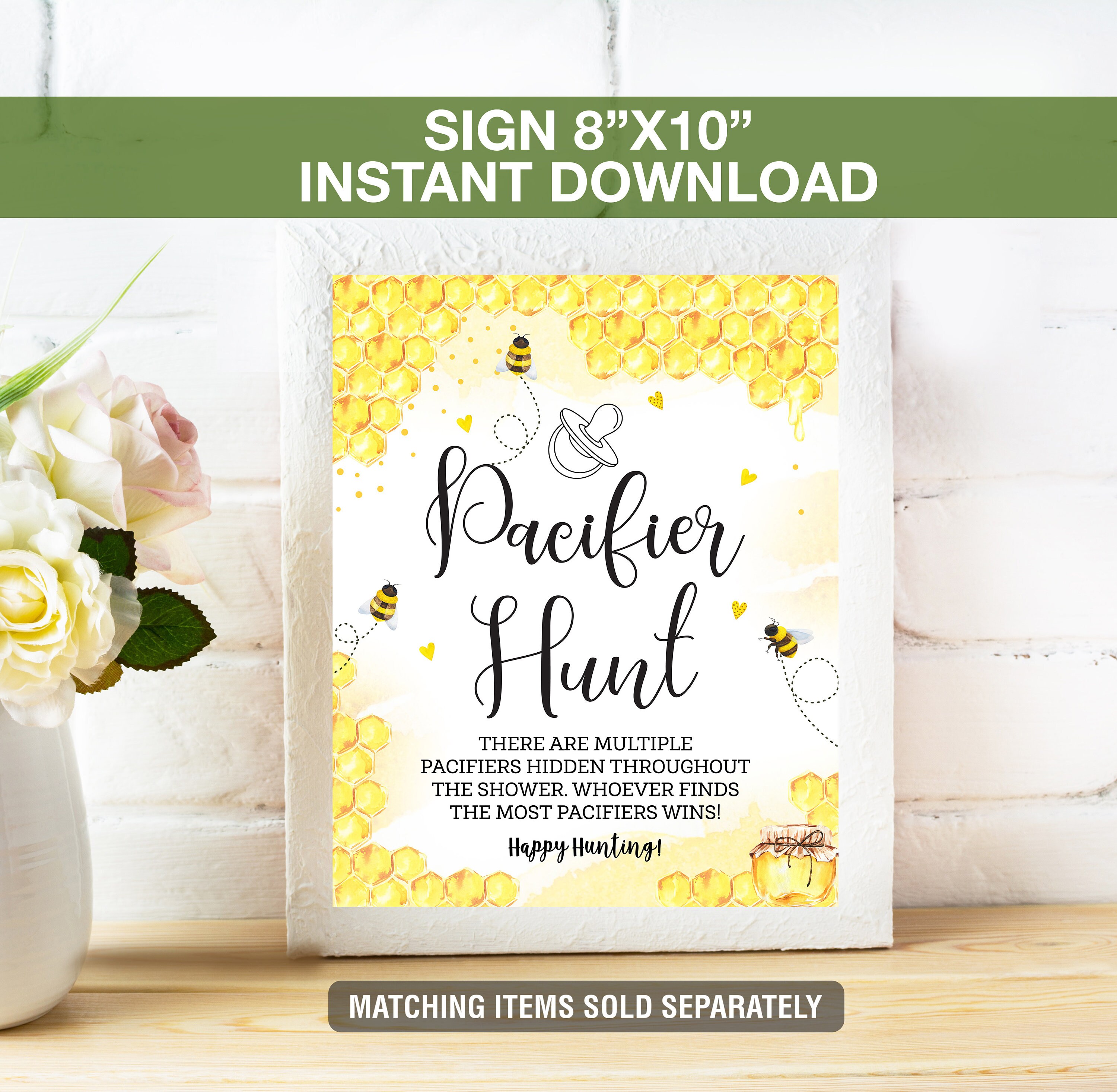 Baby Shower Game Set - Find The Baby Food Party Game With Sign & Cards