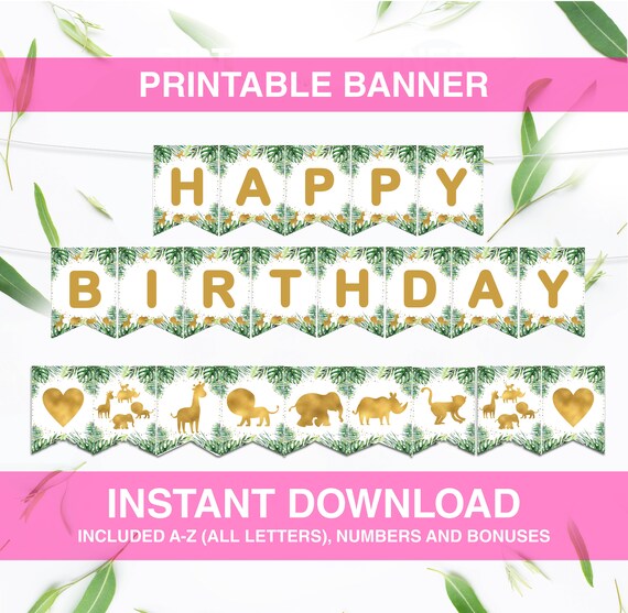 safari banner printable a z numbers wild one birthday banner jungle zoo printable safari party theme instant download by ajoophouse catch my party