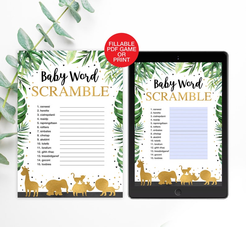 Safari Baby Shower Games Bundle, Jungle Baby Shower Game Package