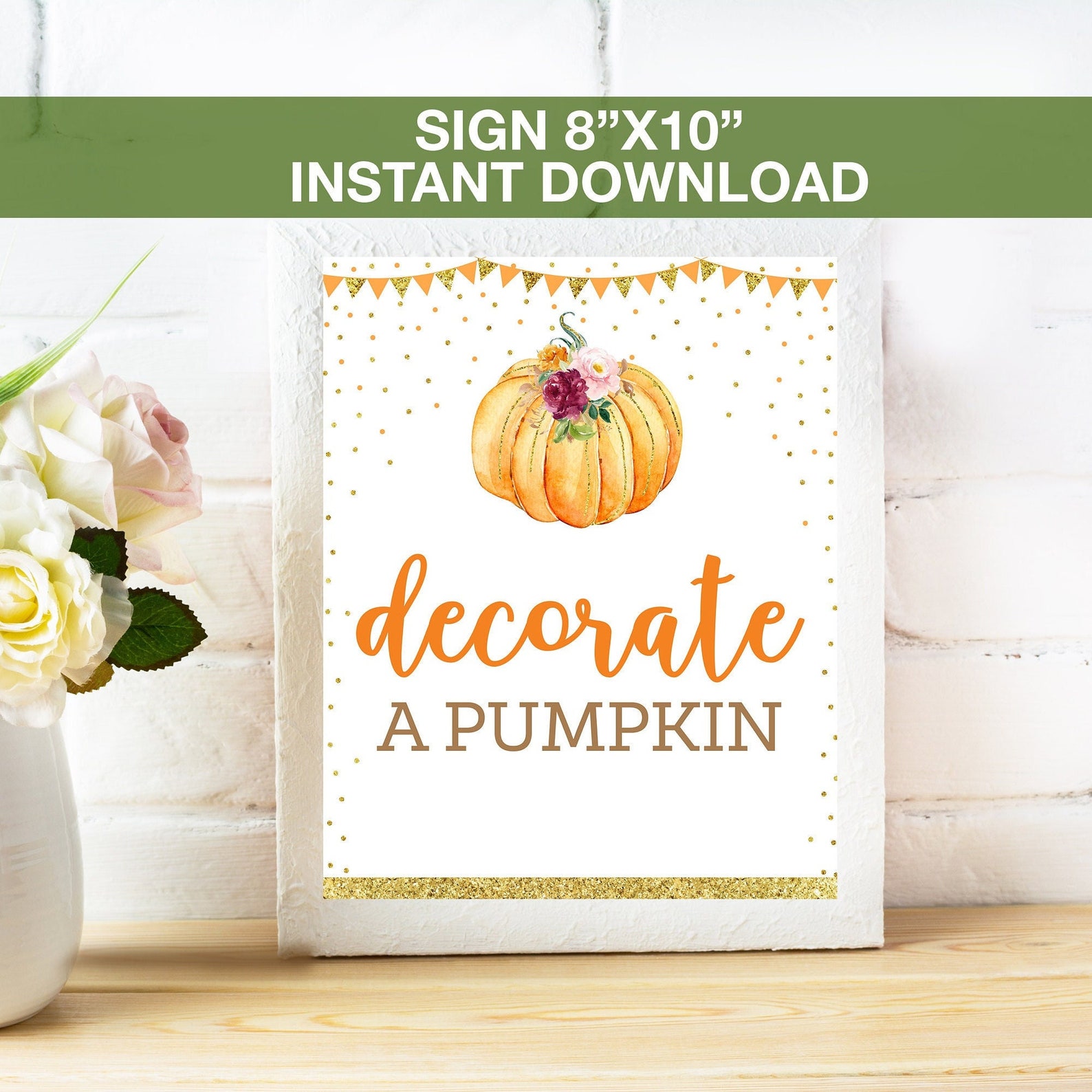 Decorate A Pumpkin Sign Printable Pumpkin First Birthday | Etsy