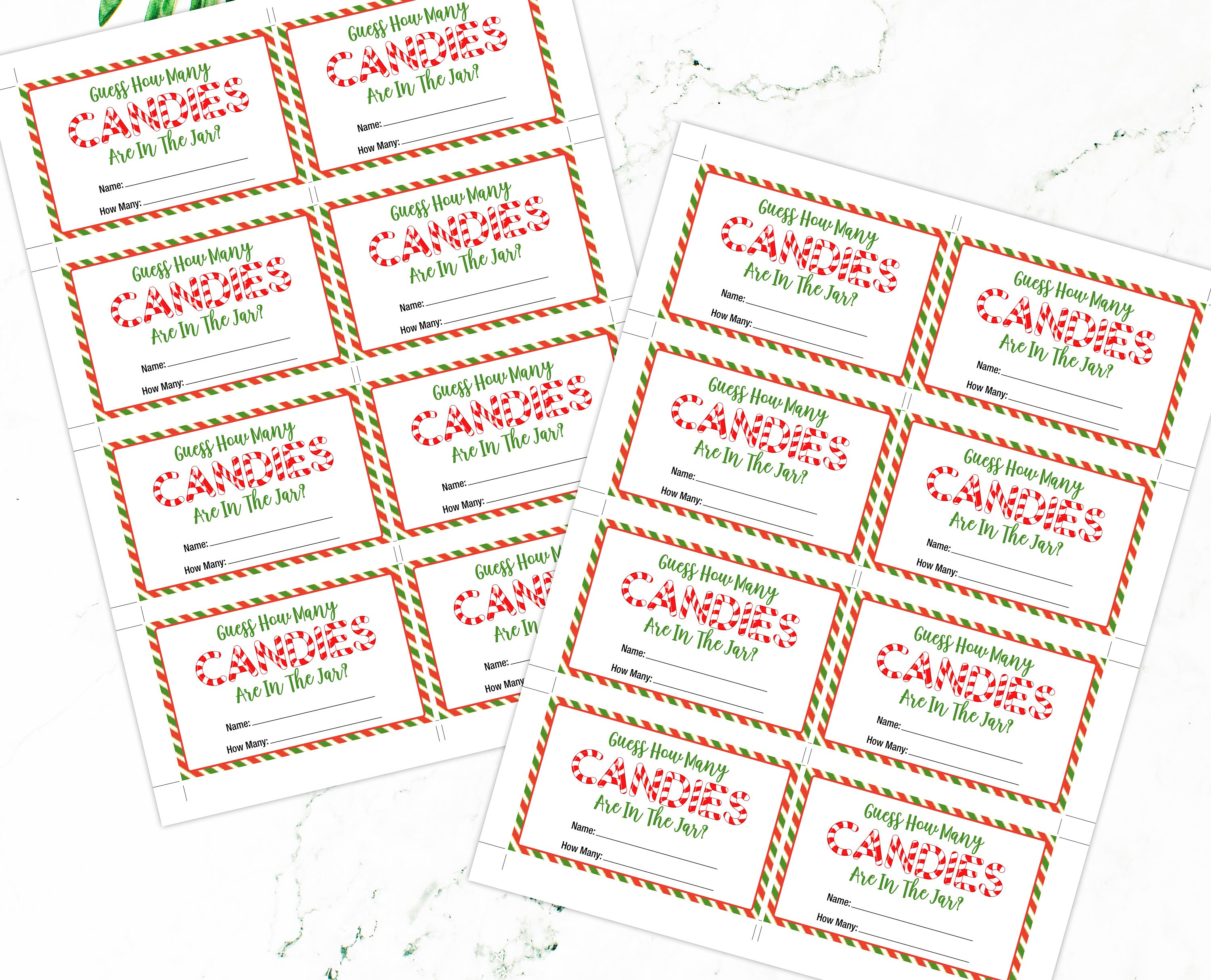 Christmas Candy Guessing Game Printable How Many Candies Are Etsy
