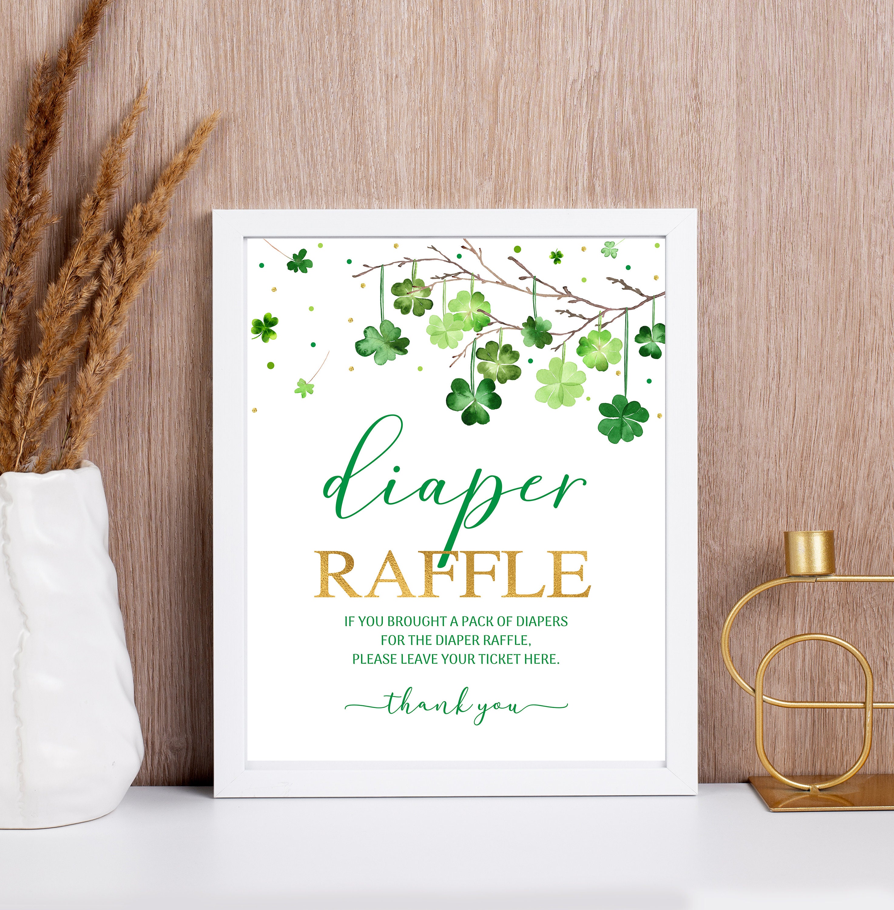 Diaper Raffle Sign, Clover Diaper Raffle Sign, Diaper Raffle Ticket ...