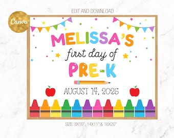 Pierwszy dzień przedszkola – znak do edycji, pierwszy dzień szkoły 2025, tablica kredowa dla przedszkolaków – pierwszy dzień szkoły – znak do druku, rekwizyt fotograficzny do druku