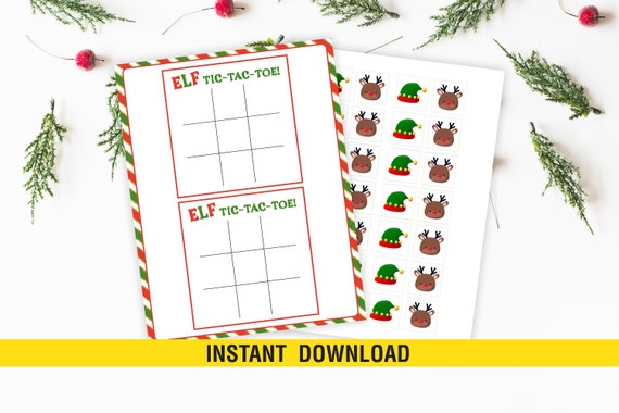 ELF Tic Tac Toe Printable Elf Activity Christmas Elf Printable ELF Tic Tac Toe Printable Elf Activity Christmas Elf Printable