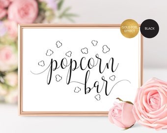 Popcorn Bar Printable, Wedding Popcorn Sign, Wedding Sign,Popcorn Buffet, Wedding Printable,Party Supplies