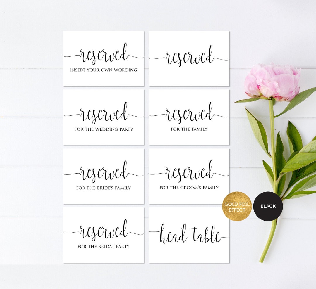 Printable Reserved Seat Sign, Reserved Table Signs, Wedding Printable ...