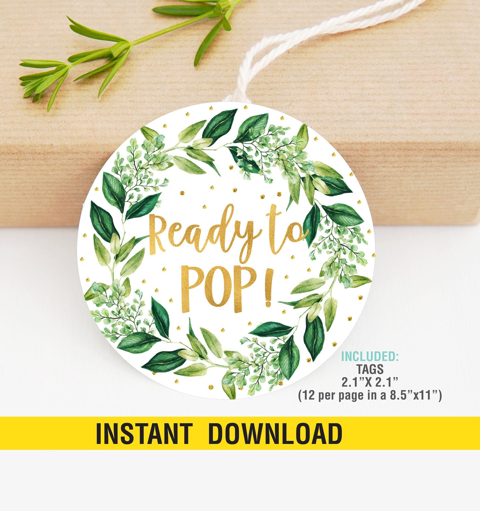 Ready to POP Labels Printable, Greenery Ready to Pop Favor Toppers, Stickers, Baby Shower Gift Tag, Baby Shower Favors, Instant Download - Etsy
