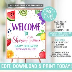 Fruit Baby Shower Invitation EDITABLE, Summer Baby Shower Invitation, Sweet baby Shower Invitation, Fruit Themed Baby Shower Invite image 5