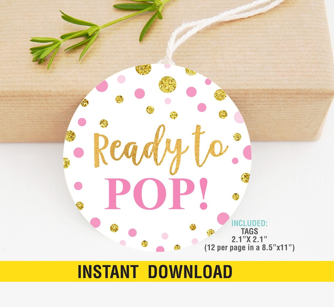 Ready to POP Pink Polka Labels Printable Ready to Pop Favor | Etsy