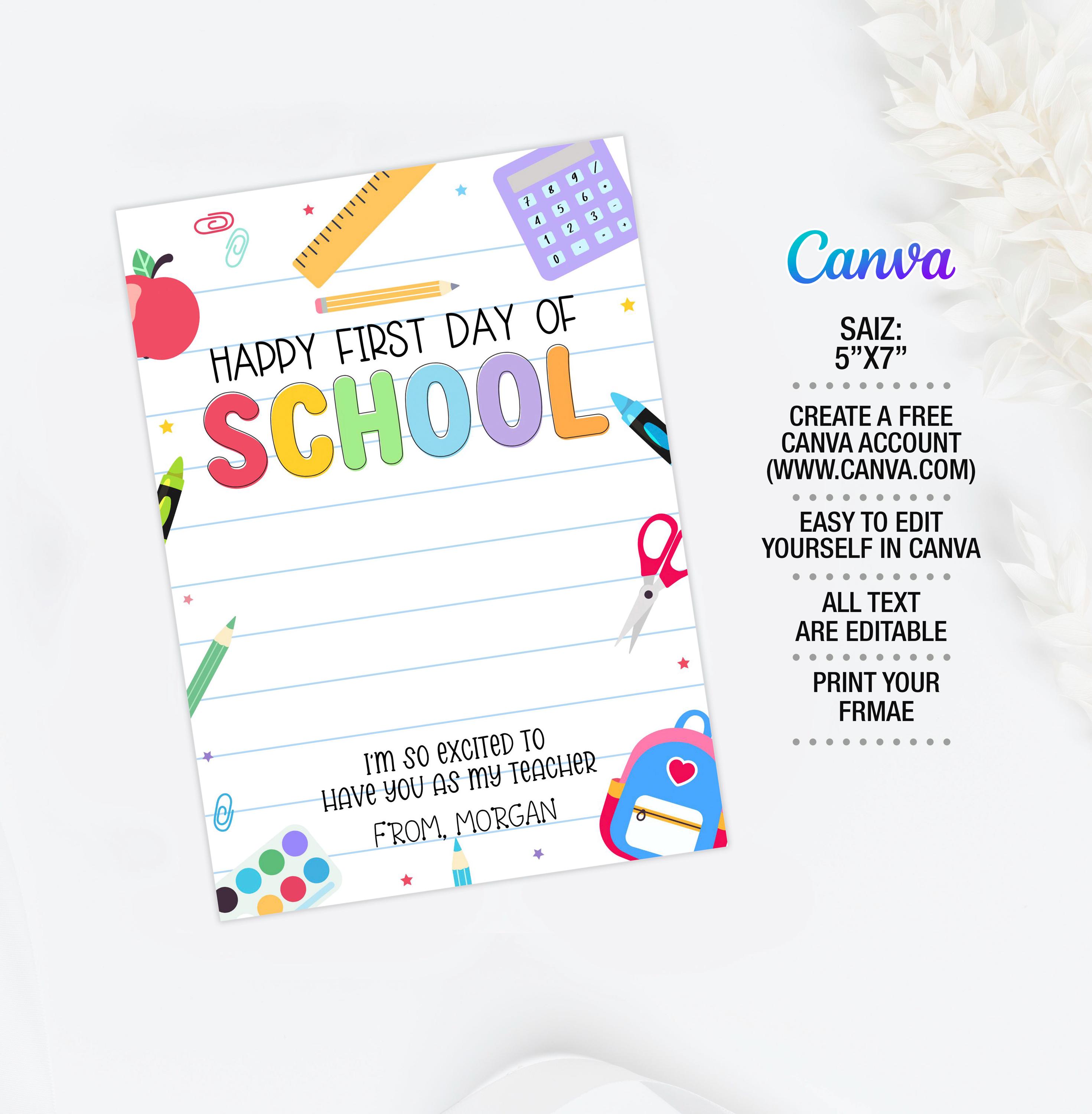 First Day of School Gift Card Holder Editable, Welcome Back Gift Tag ...