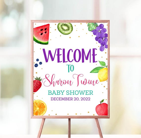 Fruit Baby Shower Welcome Sign EDITABLE, Summer Fruit Baby Shower Signage, Fruit Shower Theme, Instant Download
