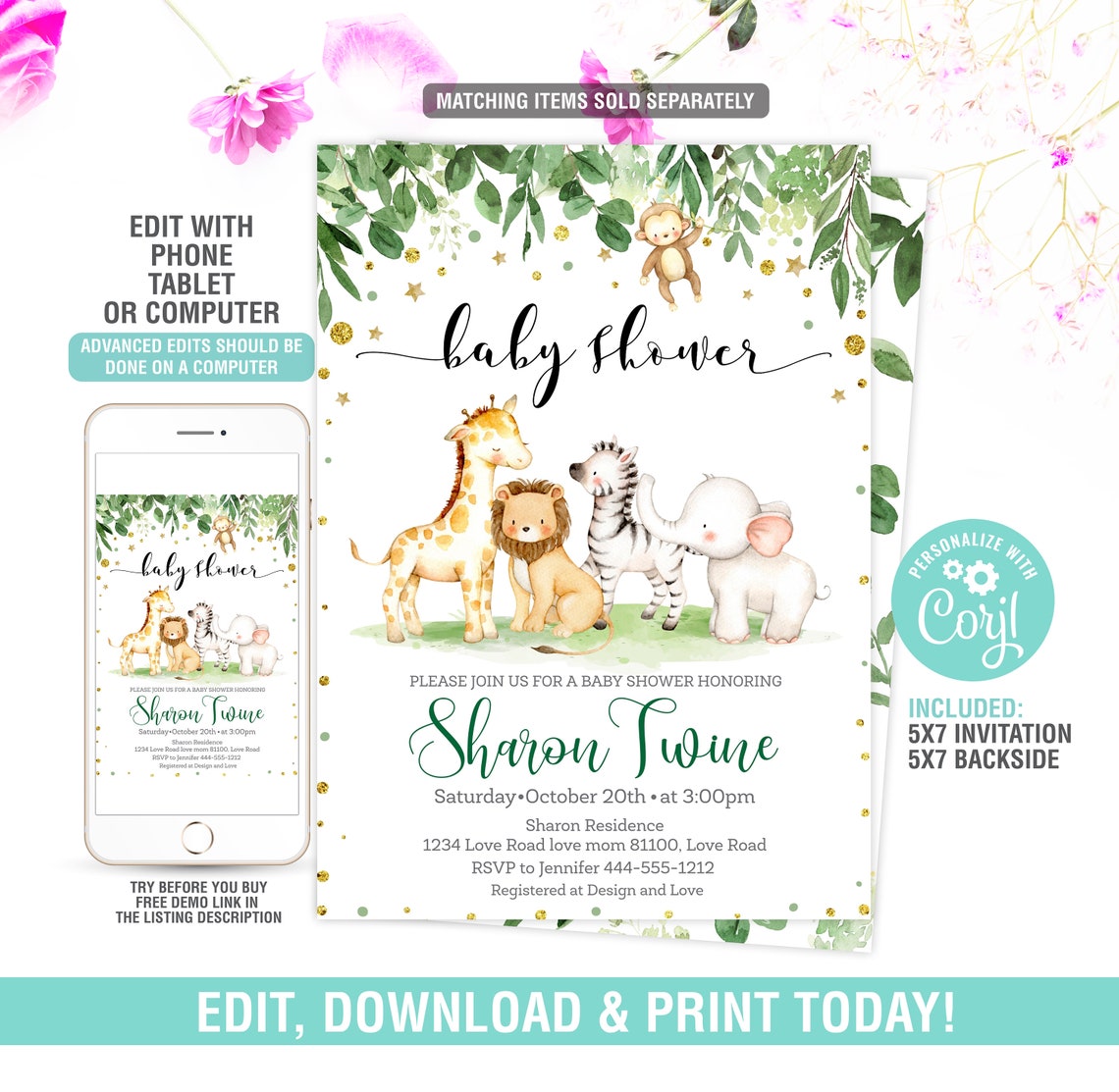 Safari Diaper Raffle Sign Printable Baby Shower Diaper - Etsy