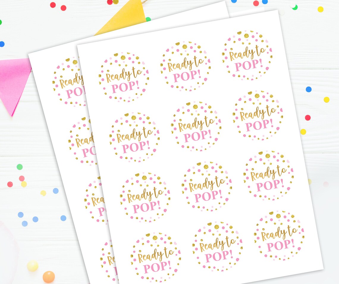 Ready to POP Pink Polka Labels Printable Ready to Pop Favor | Etsy