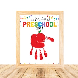 First Day of Preschool Handprint Art, First Day of School, Handprint Preschool  Craft, Back to School DIY Crafts Kids, Instant Download