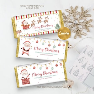 Modelo editável de embalagem de barra de chocolate de Natal, modelo de etiqueta de chocolate de Natal, presente de chocolate para imprimir