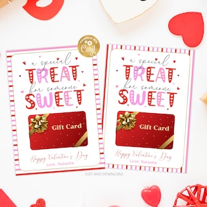Valentinstag Geschenkkartenhalter bearbeitbar, Lehrer Valentinstag Geschenkkartenhalter Vorlage, kleine Leckerei Valentinstag Geschenk zum Ausdrucken Digital