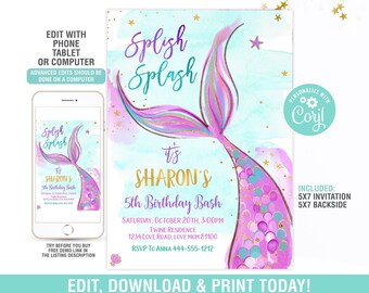 Splash Bash Invite Etsy