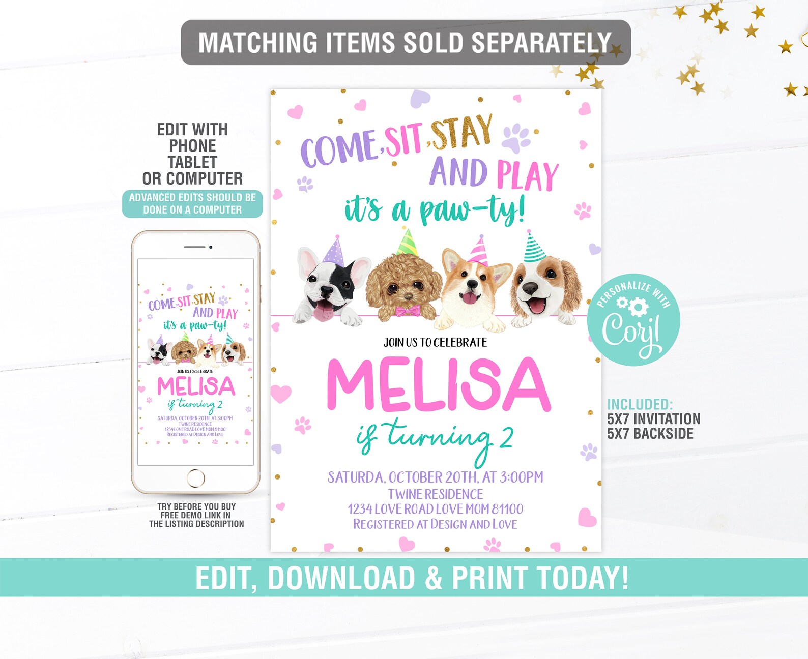 Puppy Gable Box EDITABLE Dog Gable Box Pawty Gable Box Etsy