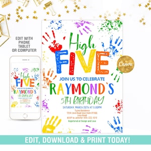 High Five Birthday Invitation, High Five Invite EDITABLE, High Five Invite, Instant Download