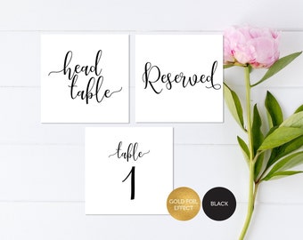 Printable Foldable Table Numbers 1 50 Black &amp; Gold Instant | Etsy