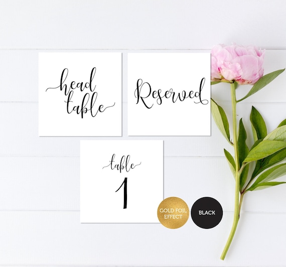 Printable Foldable Table Numbers Flowers 1 50 Black & Gold | Etsy