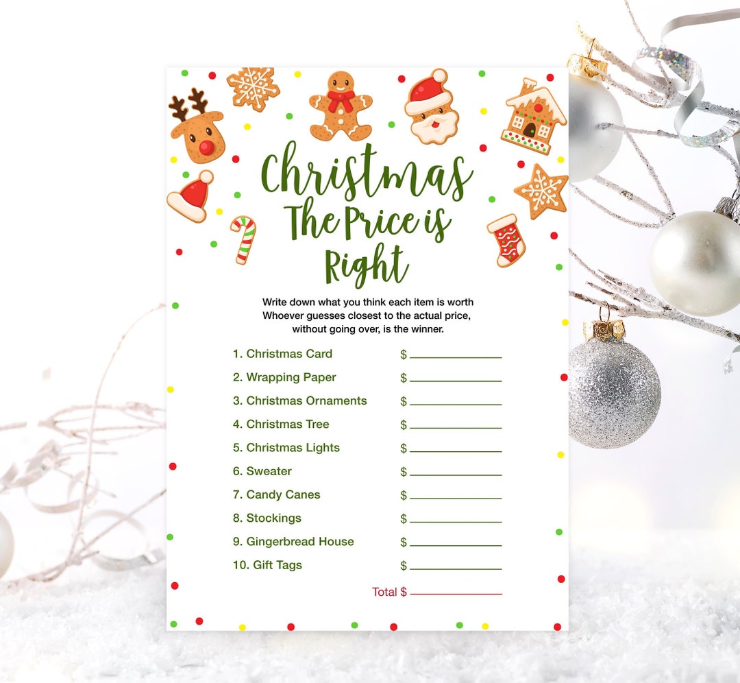 Christmas the Price is Right Game Printable, Holiday Party Games