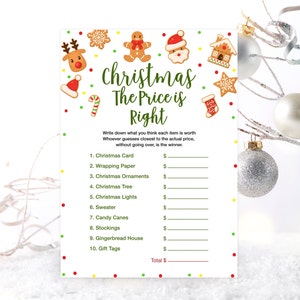 Christmas The Price is Right Game Printable, Holiday Party Games, Family Office Christmas Games, Instant Download