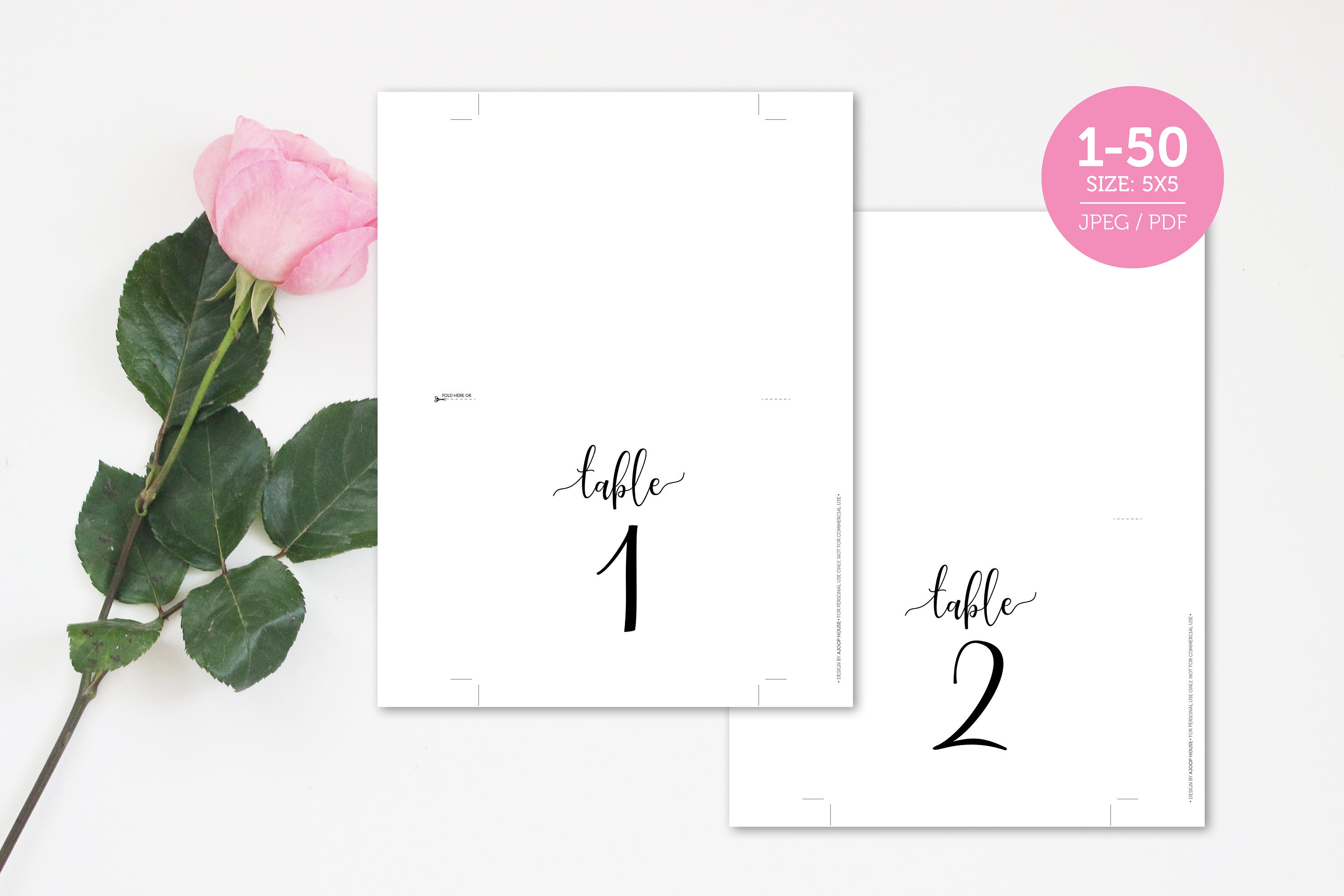 Printable Foldable Table Numbers Flowers 1 50 Black & Gold | Etsy