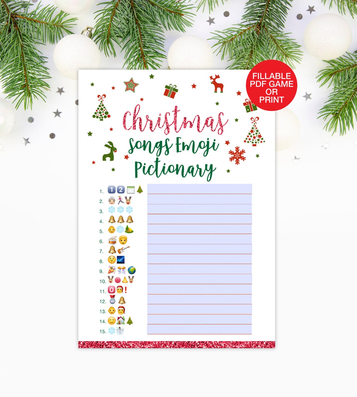 Christmas Song Emoji Game Virtual Guess Song Name Christmas | Etsy