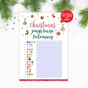 Jogo de emojis de música de Natal, jogo de festa de Natal com nome de música virtual, download instantâneo para impressão