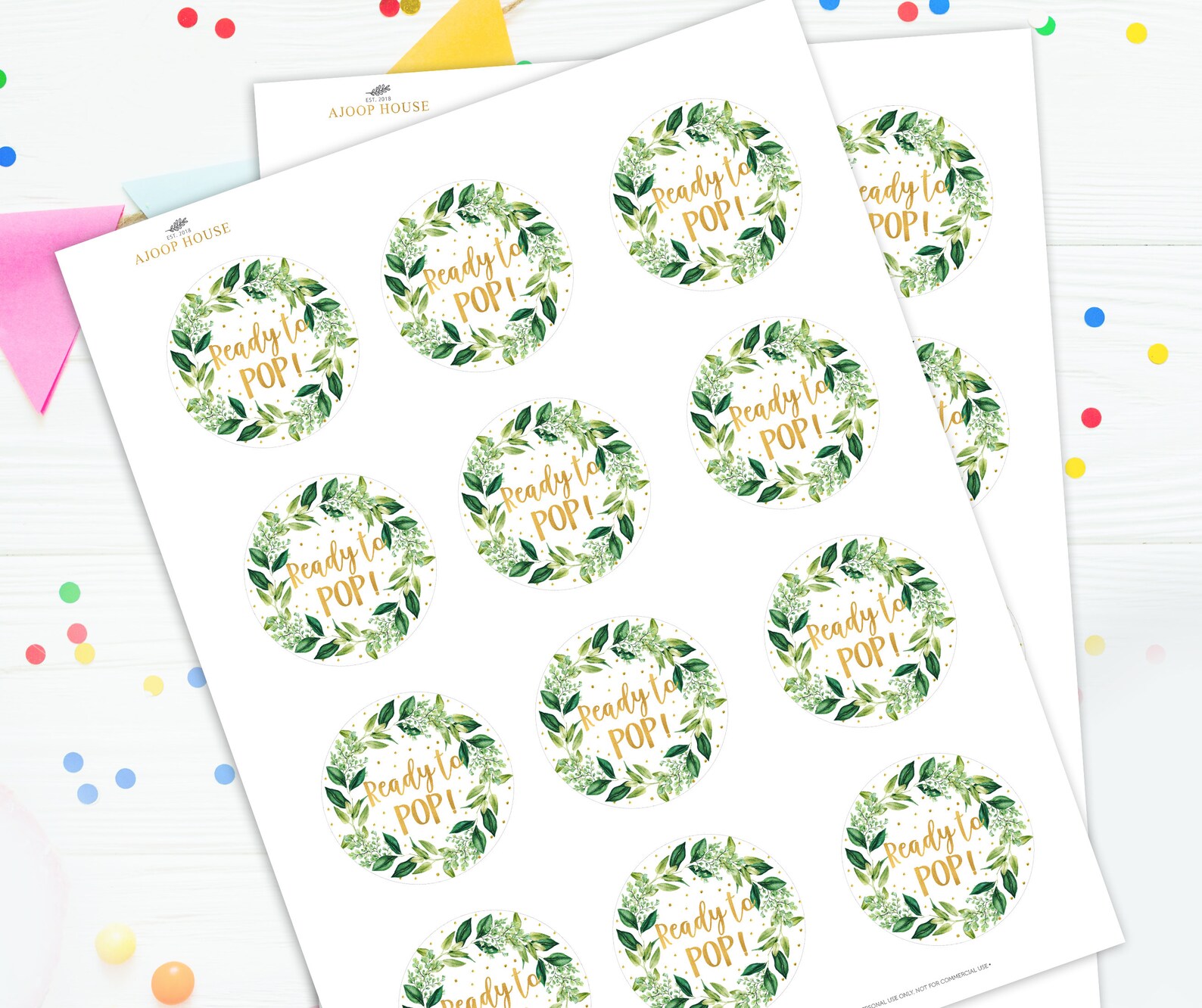 Ready to POP Labels Printable Greenery Ready to Pop Favor | Etsy