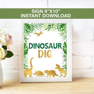 Dinosaur Dig Sign Printable, Dino Dig Sign, Dinosaur Sign, Dinosaur Decorations, Instant Download
